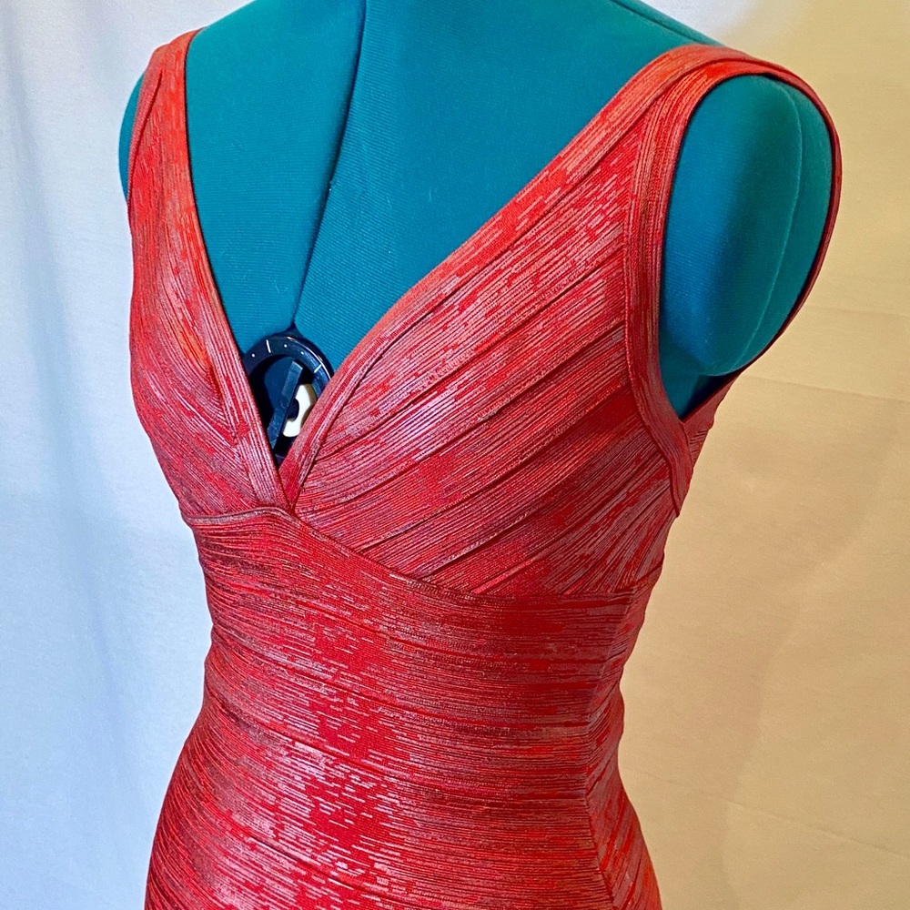 Bandage body red metallic foil mini dress size S, HL like - Picture 6 of 9